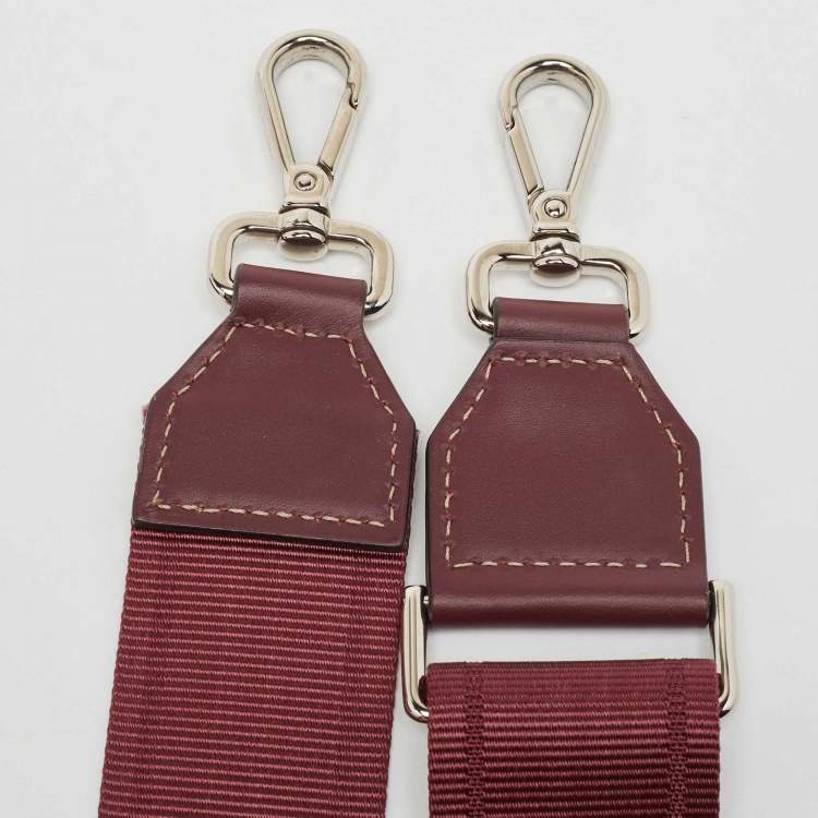 Pre Owned Fendi Burgundy Shadow Leather Soft Trunk Baguette Bag