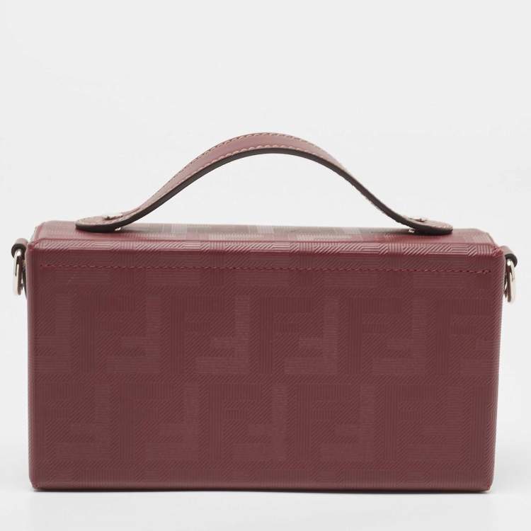 Pre Owned Fendi Burgundy Shadow Leather Soft Trunk Baguette Bag
