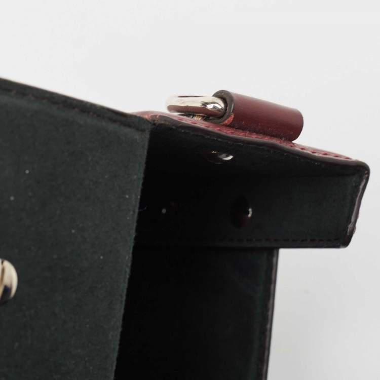 Pre Owned Fendi Burgundy Shadow Leather Soft Trunk Baguette Bag