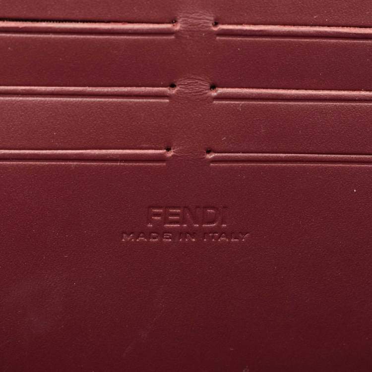 Pre Owned Fendi Burgundy Shadow Leather Soft Trunk Baguette Bag