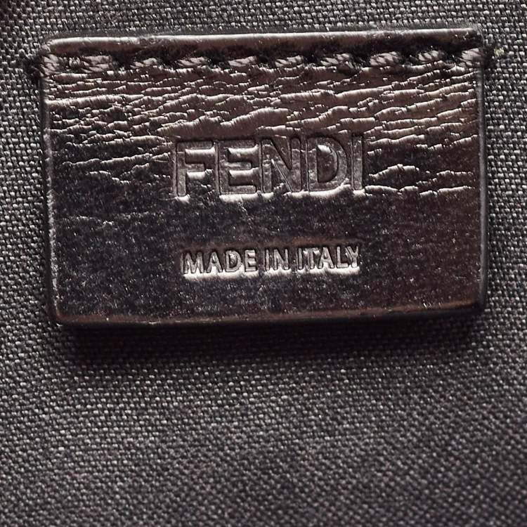 Pre Owned Fendi Tobacco/Black Zucca Embossed Leather Zip Pouch