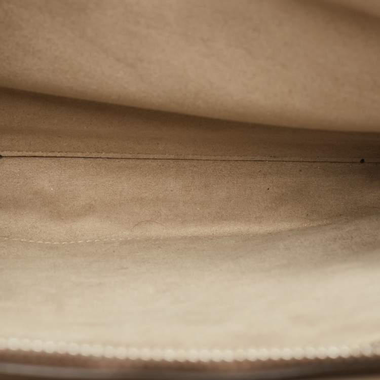 Pre Owned Fendi Beige Leather Medium Peekaboo ISeeU Top Handle Bag