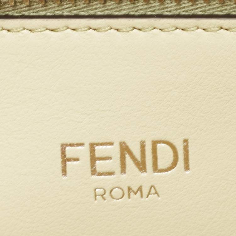 Pre Owned Fendi Beige Leather Medium Peekaboo ISeeU Top Handle Bag