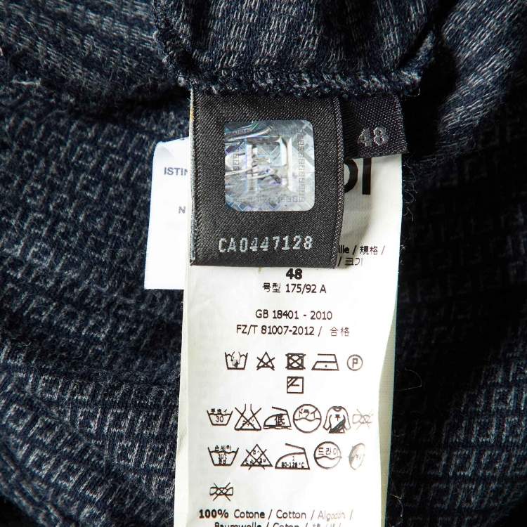 Pre Owned Fendi Blue FF Monogram Patterned Cotton Knit Polo T-Shirt M