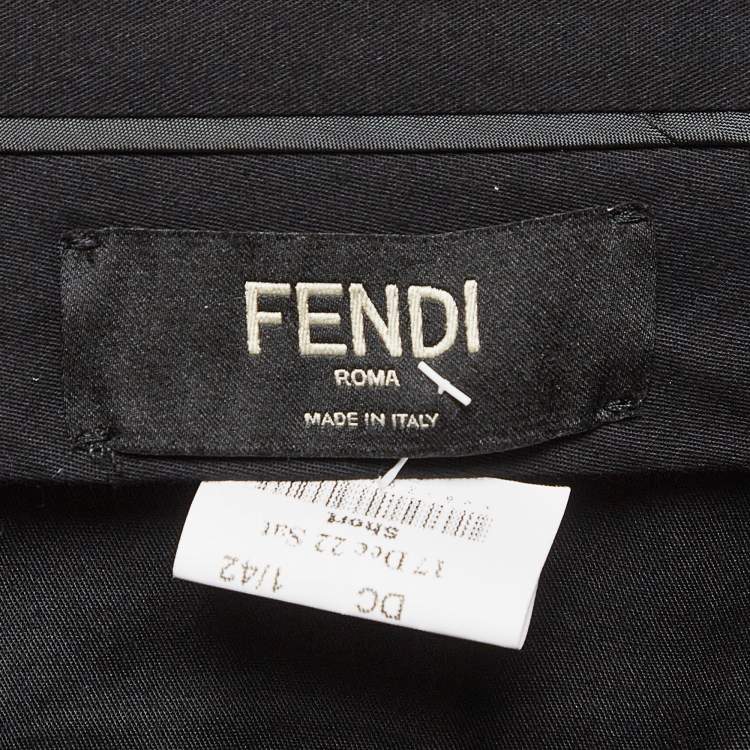 Pre Owned Fendi Black Monogram Contrast Trimmed Shorts L