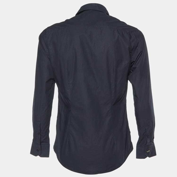 Pre Owned Fendi Navy Blue Colorblock Pattern Cotton Buttoned Up Shirt M