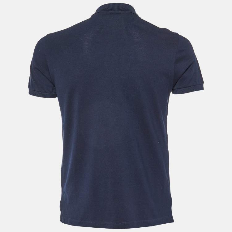 Pre Owned Fendi Navy Blue Cotton Pique Knit Polo T-Shirt S
