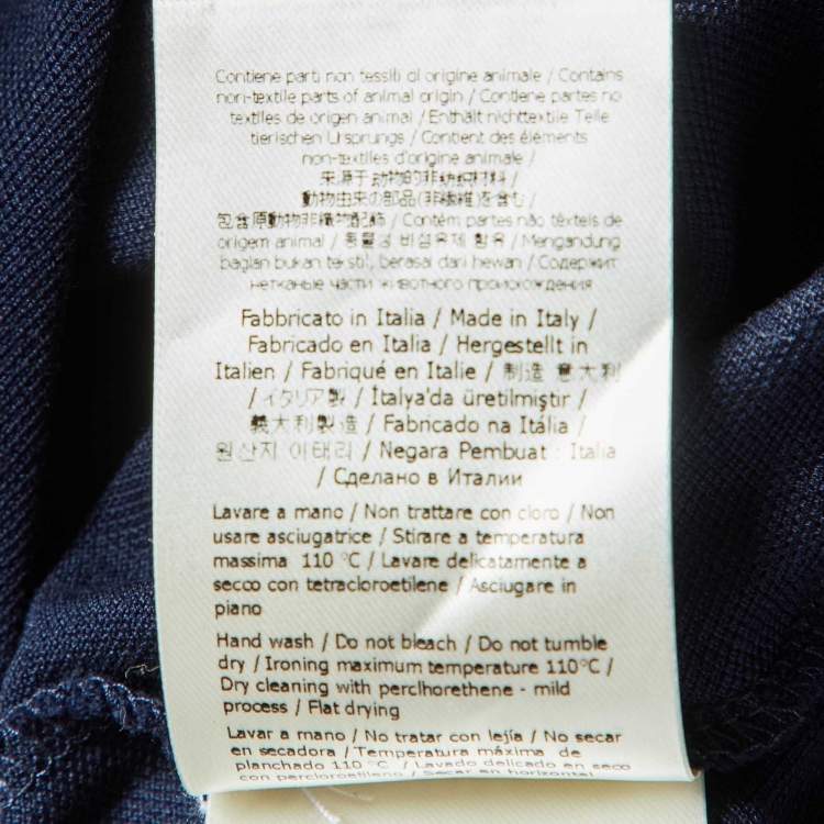 Pre Owned Fendi Navy Blue Cotton Pique Knit Polo T-Shirt S