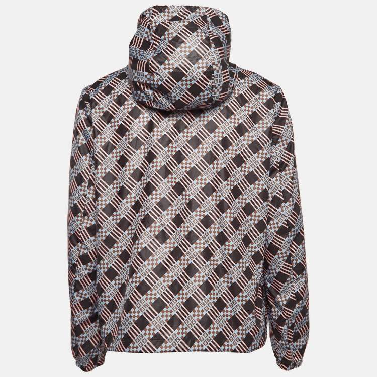 Pre Owned Fendi Multicolor FF Print Synthetic Hooded Jacket XL