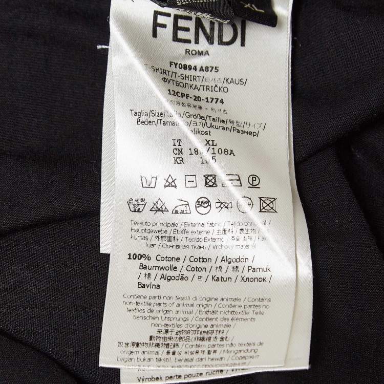 Pre Owned Fendi Black Monster Embroidered Cotton Jersey T-Shirt XL