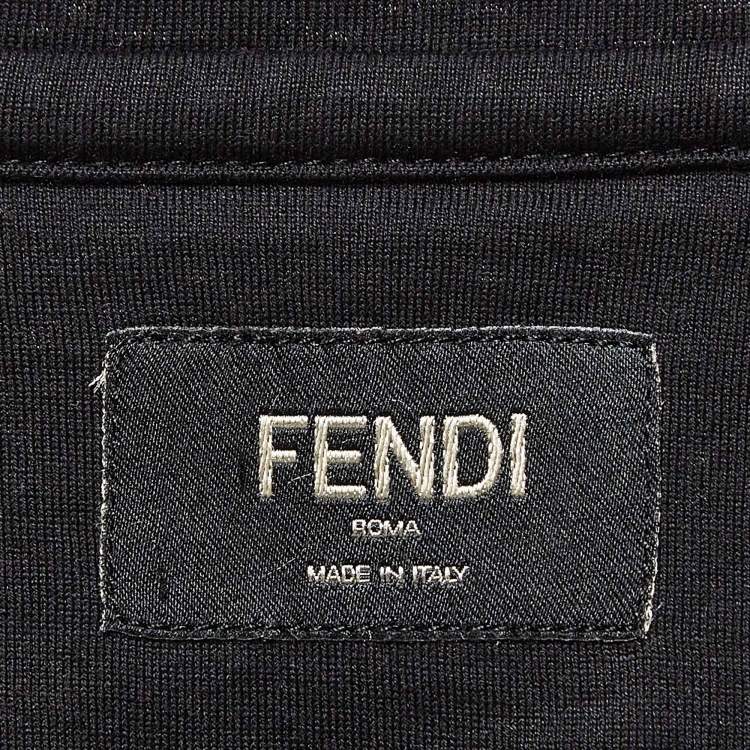 Pre Owned Fendi Black Monster Embroidered Cotton Jersey T-Shirt XL