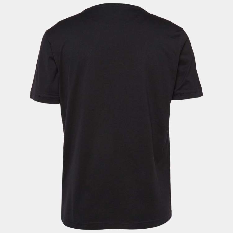 Pre Owned Fendi Black Monster Embroidered Cotton Jersey T-Shirt XL