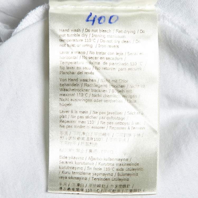 Pre Owned Fendi White FF Logo Patch Embroidered Cotton T-Shirt M