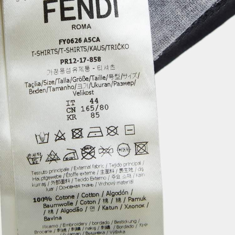 Pre Owned Fendi Black Monster Eyes Print Jersey T-Shirt XS