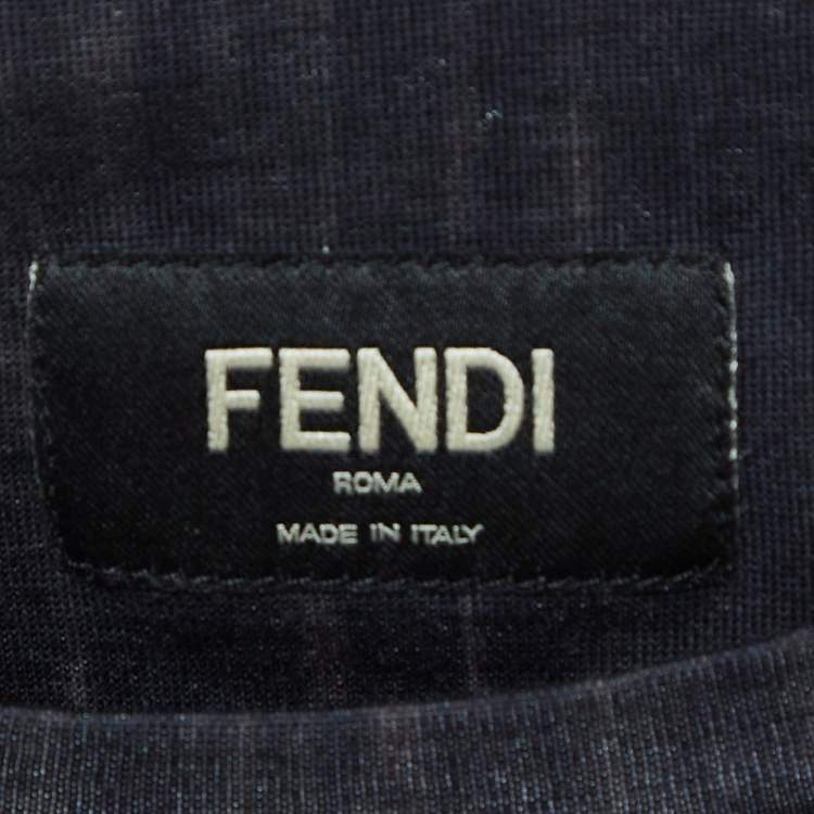 Pre Owned Fendi Black Monster Eyes Print Jersey T-Shirt XS