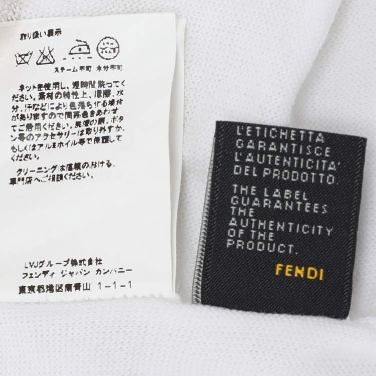 Pre Owned Fendi White Cotton Knit Front Button T-Shirt M