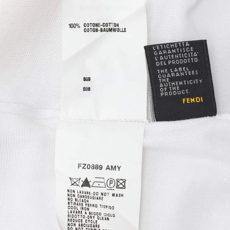 Pre Owned Fendi White Cotton Knit Front Button T-Shirt M