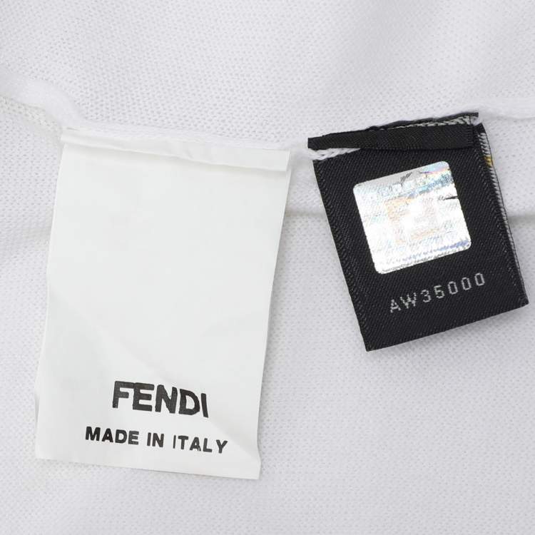 Pre Owned Fendi White Cotton Knit Front Button T-Shirt M