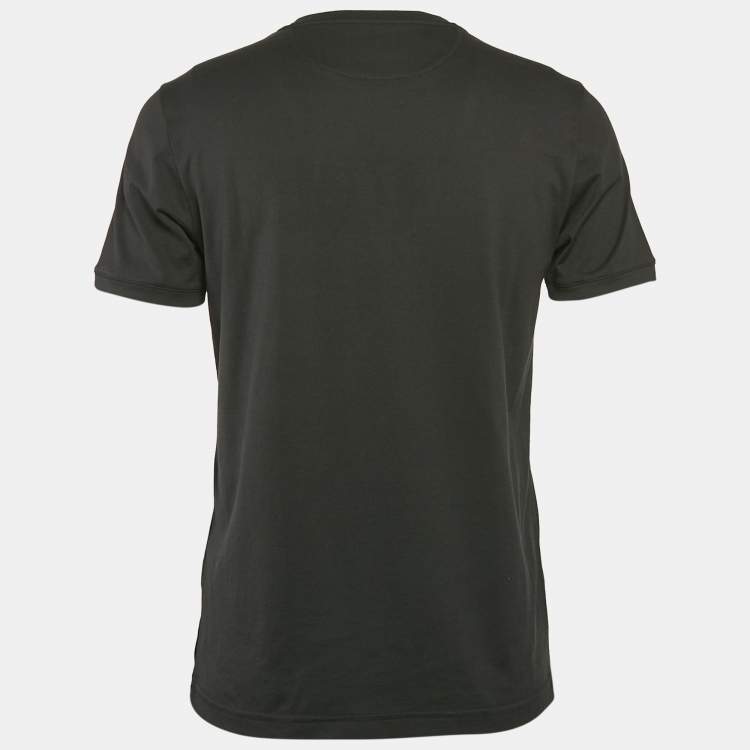 Pre Owned Fendi Black Zucca Applique Cotton Jersey Crewneck T-Shirt M