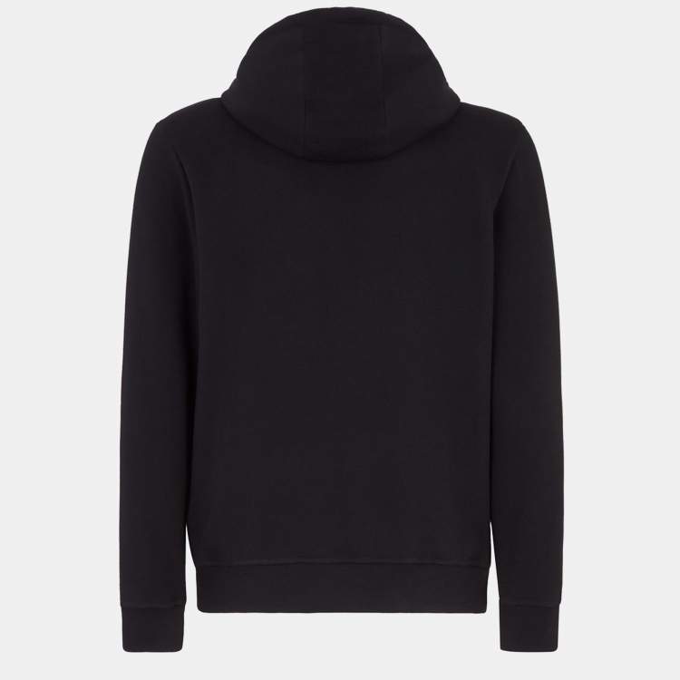 Pre Owned Fendi Black Monster Eyes Appliqued Wool Blend Hoodie L