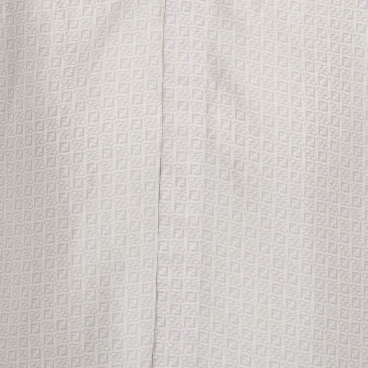 Pre Owned Fendi Light Purple Logo Print Silk Short Sleeve Shirt M