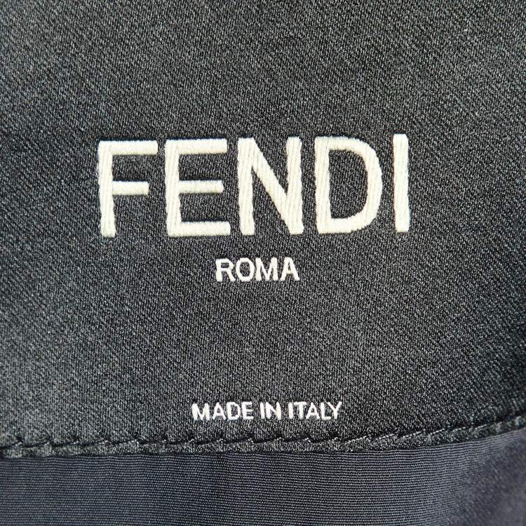 Pre Owned Fendi Black Leather Studded Biker Jacket L