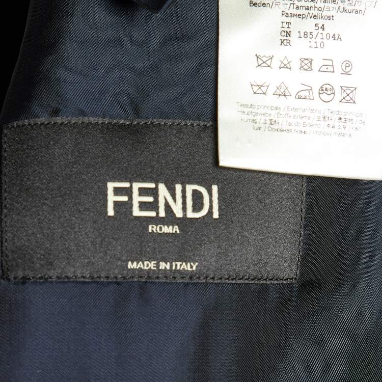 Pre Owned Fendi Blue Zucca Print Linen Blend Single Breasted Blazer XXL