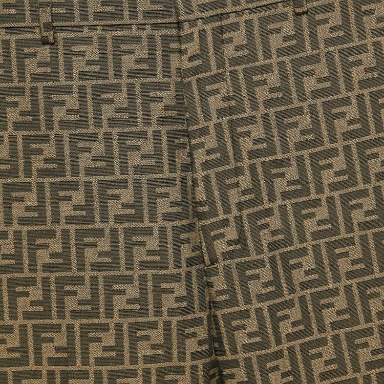 Pre Owned Fendi Brown Zucca Jacquard Cotton Blend Shorts S