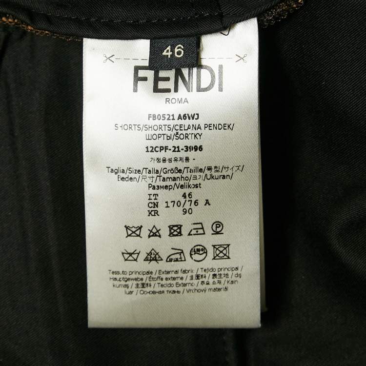 Pre Owned Fendi Brown Zucca Jacquard Cotton Blend Shorts S