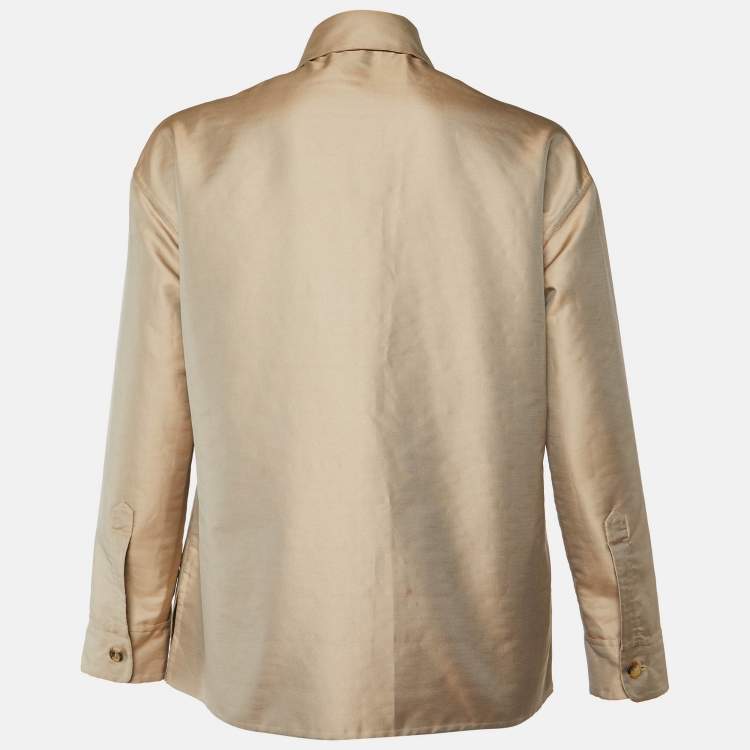 Pre Owned Fendi Beige Synthetic Button Front Coat M