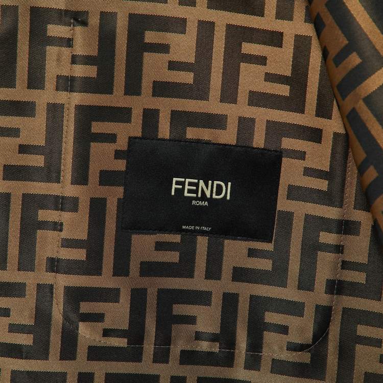 Pre Owned Fendi Beige Synthetic Button Front Coat M