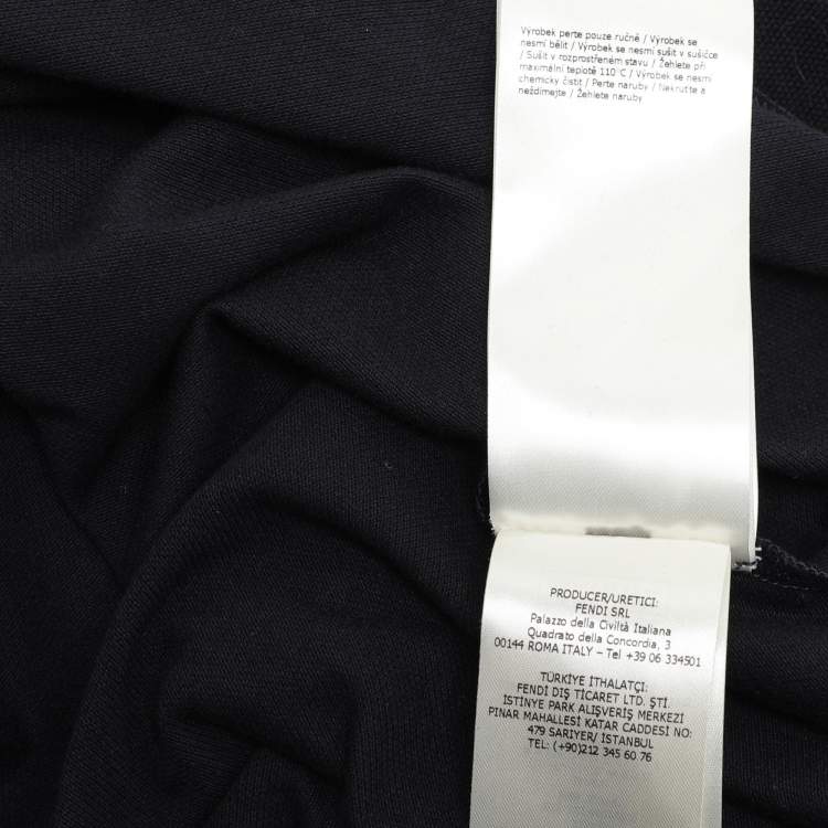 Pre Owned Fendi Navy Blue Cotton Knit Long Sleeve Polo Shirt M