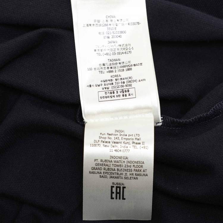 Pre Owned Fendi Navy Blue Cotton Knit Long Sleeve Polo Shirt M