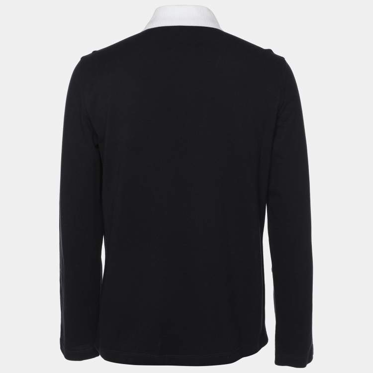 Pre Owned Fendi Navy Blue Cotton Knit Long Sleeve Polo Shirt M