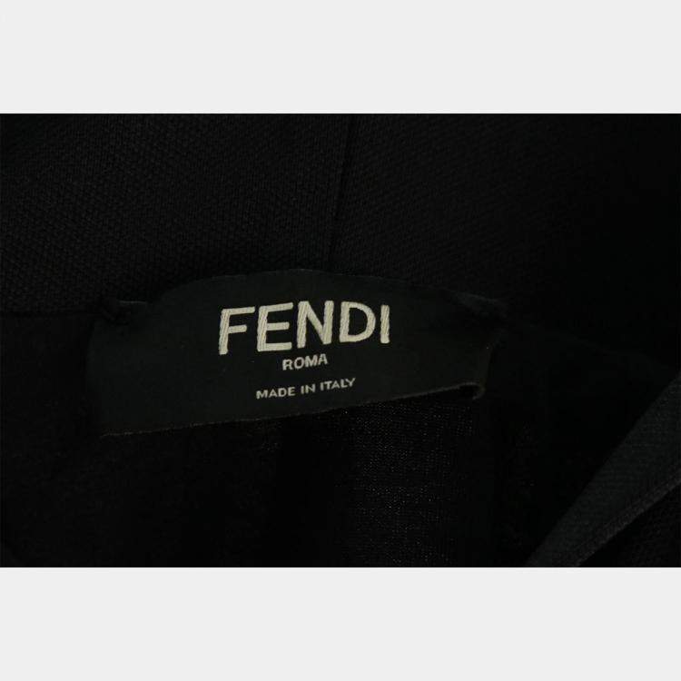 Pre Owned Fendi White, Black Cotton and Polyester Two Tone Zucca Houndstooth Hoodie M