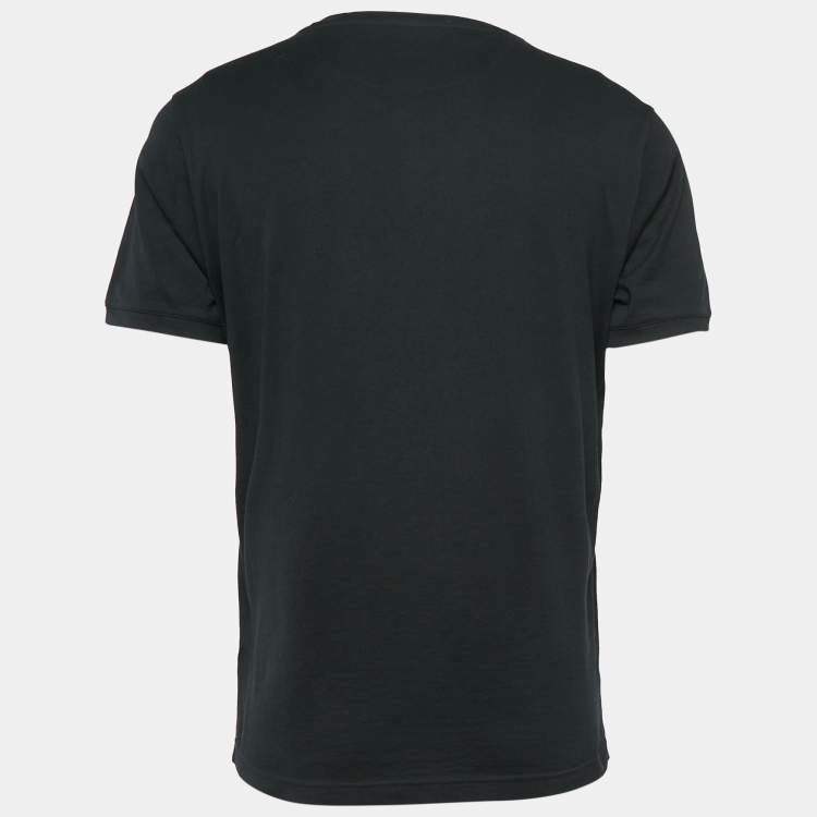 Pre Owned Fendi Black Monster Eye Applique Jersey Crewneck T-Shirt L