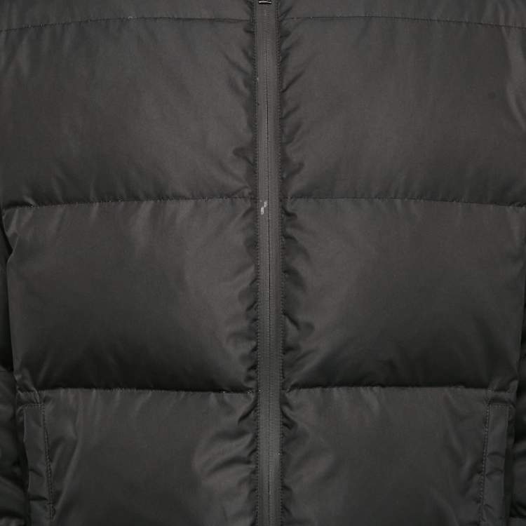 Pre Owned Fendi Black Logo Print Synthetic Reversible Puffer Jacket XL