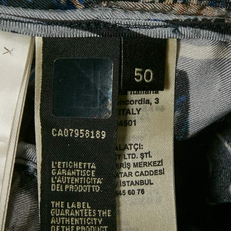 Pre Owned Fendi Blue Logo Fragment Print Silk Shorts L