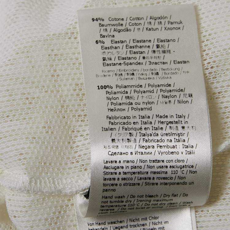 Pre Owned Fendi White FF Patterned Stretch Knit Half Sleeve T-shirt XS
