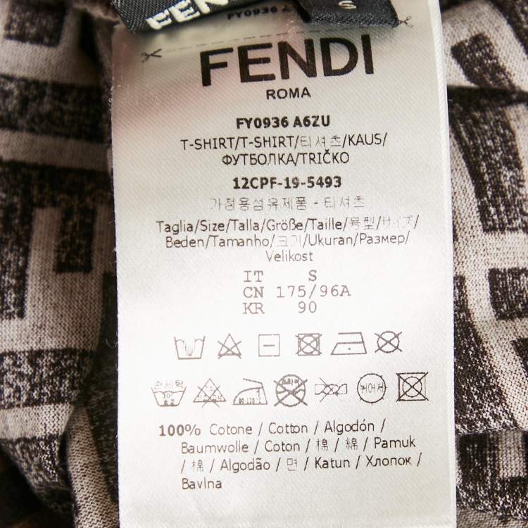 Pre Owned Fendi Brown Zucca Print Jersey Crewneck T-Shirt S