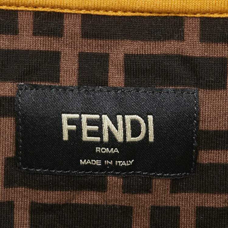 Pre Owned Fendi Brown Zucca Print Jersey Crewneck T-Shirt S