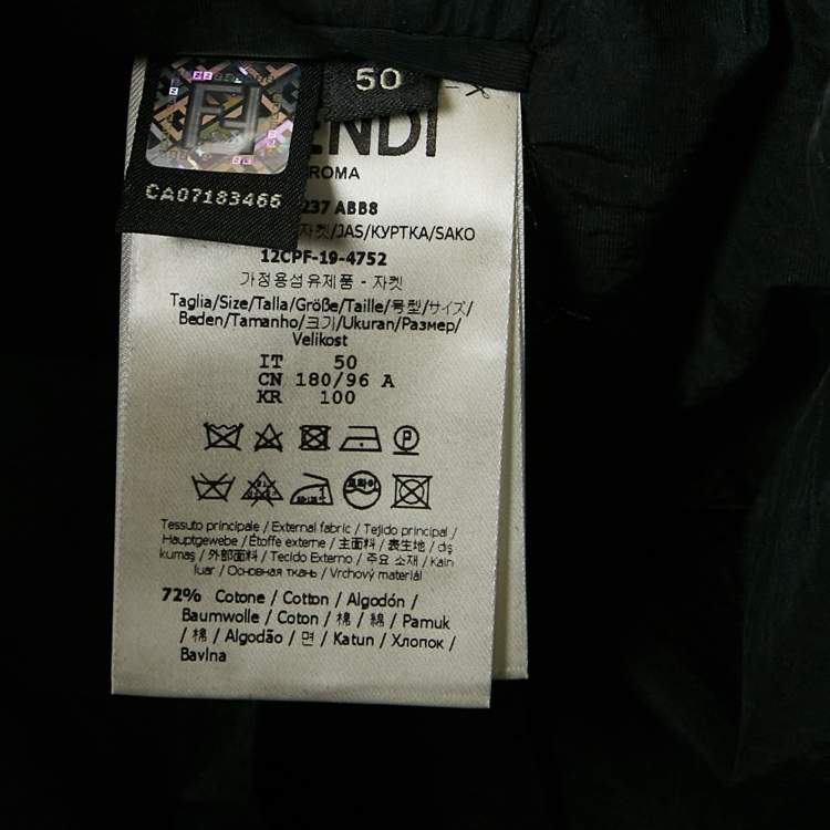 Pre Owned Fendi Black Cotton Detachable Pocket Single Breasted Blazer L