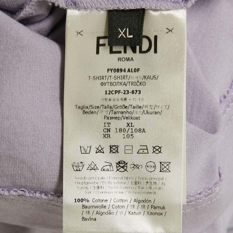 Pre Owned Fendi Lavender O’Lock Embroidered Jersey T-Shirt XL