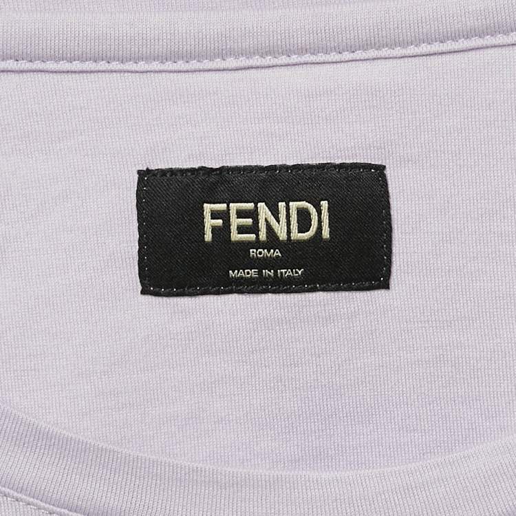 Pre Owned Fendi Lavender O’Lock Embroidered Jersey T-Shirt XL