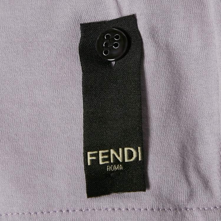 Pre Owned Fendi Lavender O’Lock Embroidered Jersey T-Shirt XL