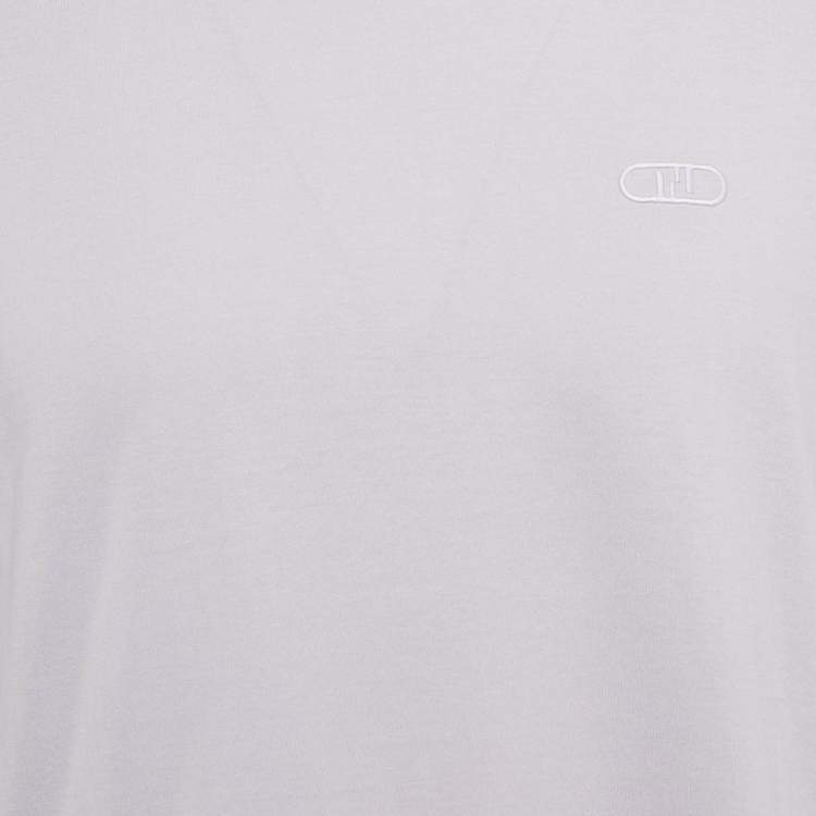 Pre Owned Fendi Lavender O’Lock Embroidered Jersey T-Shirt XL