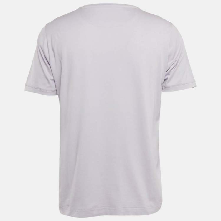 Pre Owned Fendi Lavender O’Lock Embroidered Jersey T-Shirt XL