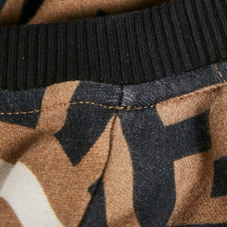 Pre Owned Fendi Brown Monogram Print Cotton Crewneck Sweatshirt S
