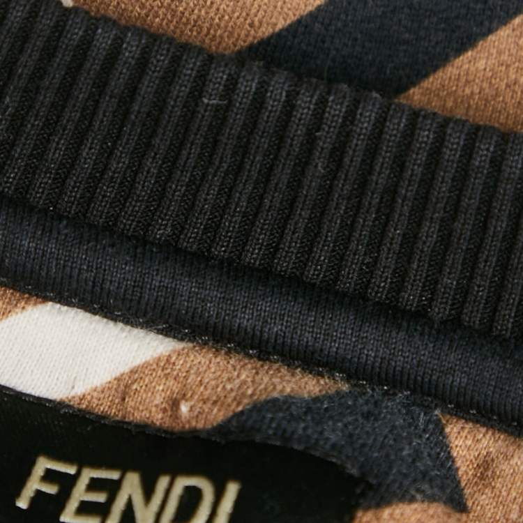 Pre Owned Fendi Brown Monogram Print Cotton Crewneck Sweatshirt S