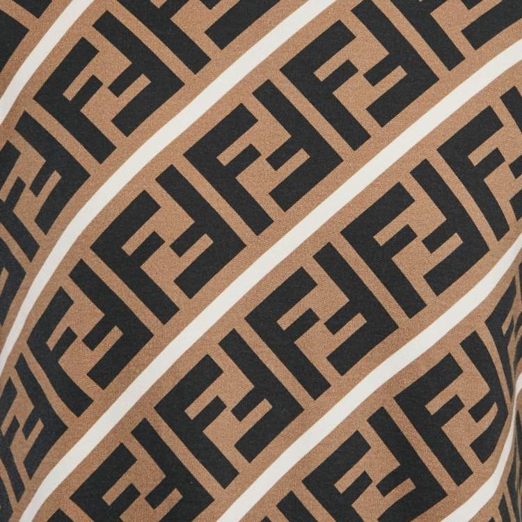Pre Owned Fendi Brown Monogram Print Cotton Crewneck Sweatshirt S